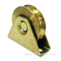 Sliding gate wheel with external bracket